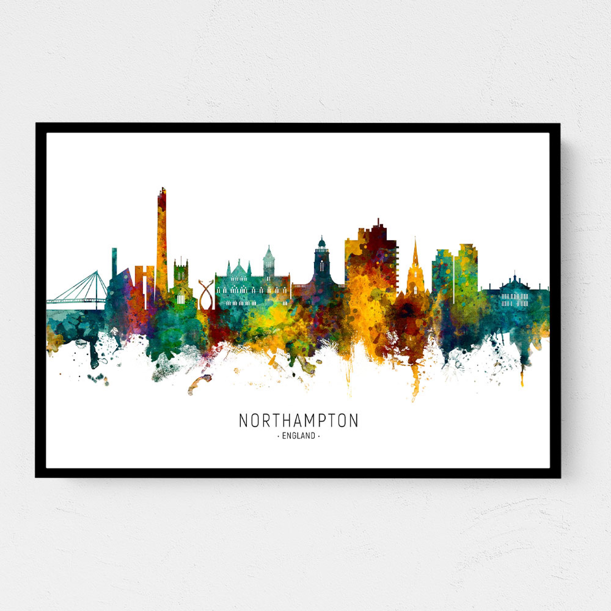 Northampton England Skyline Wall Art